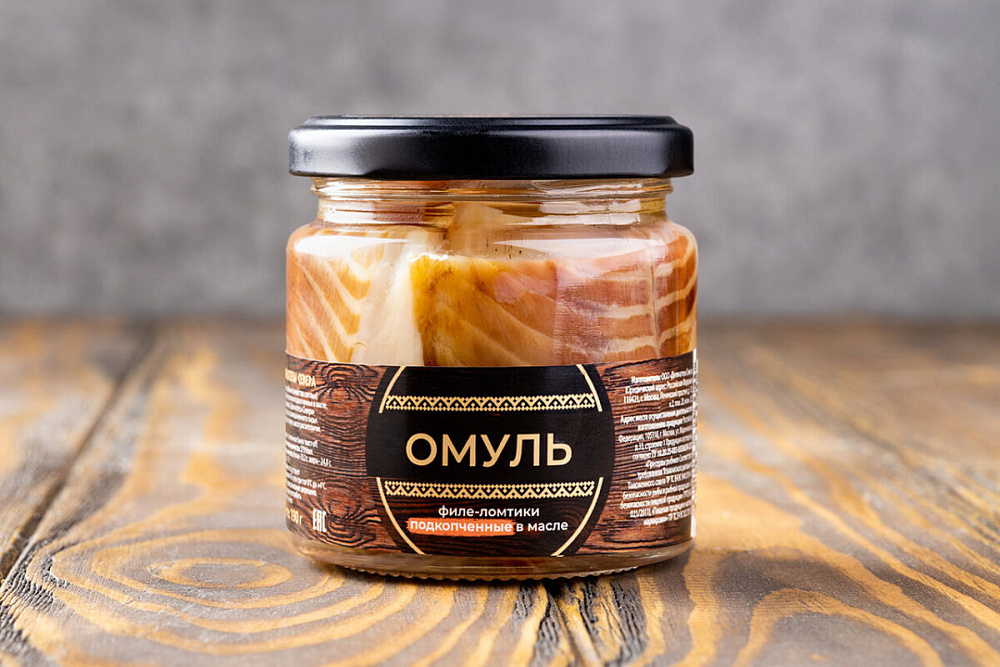 Омуль холодного копчения филе в масле 